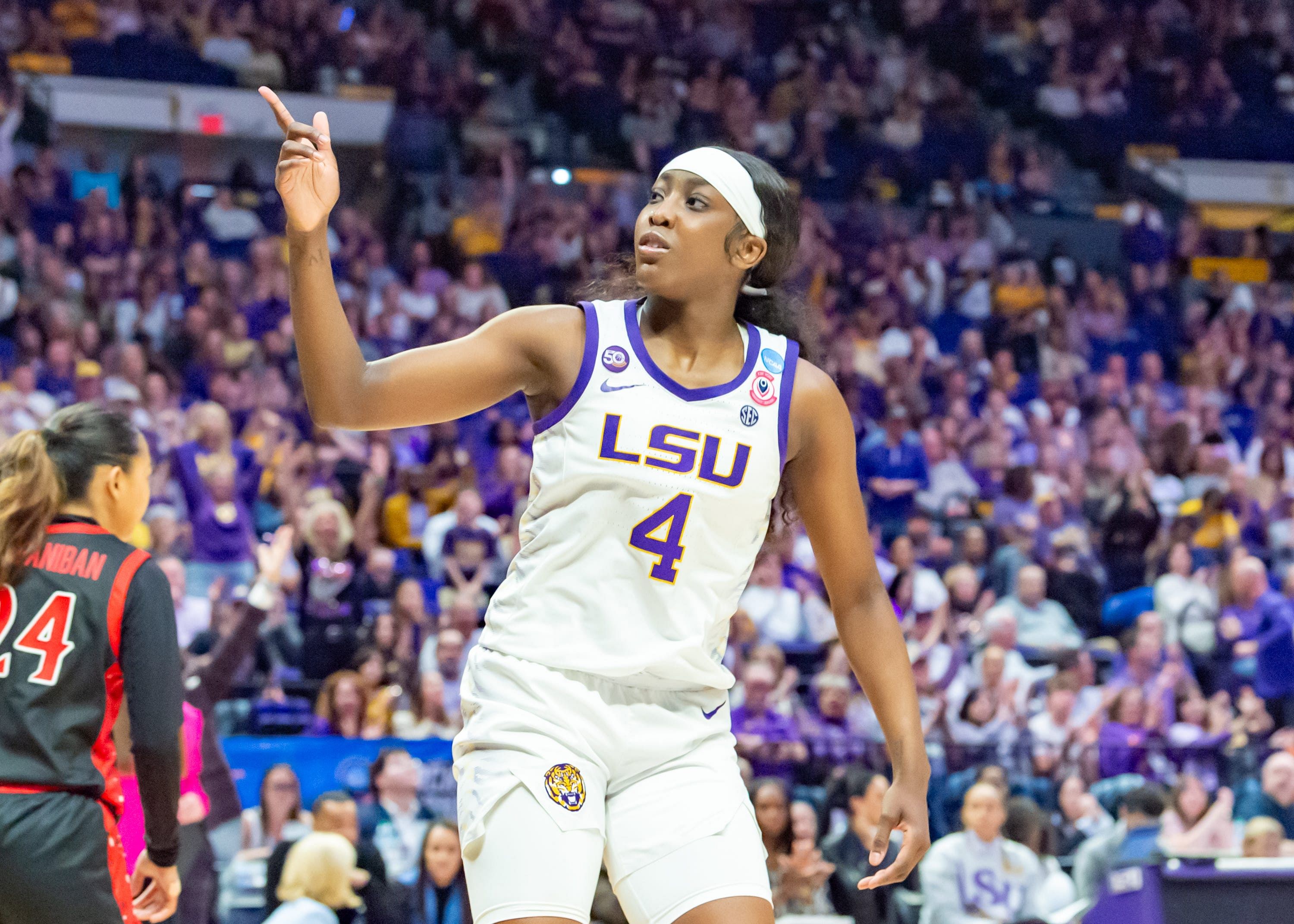 Flau'Jae Johnson in action against San Diego State in the first round of the 2025 NCAA Women's Basketball Tournament in Baton Rouge. Photo: Imagn